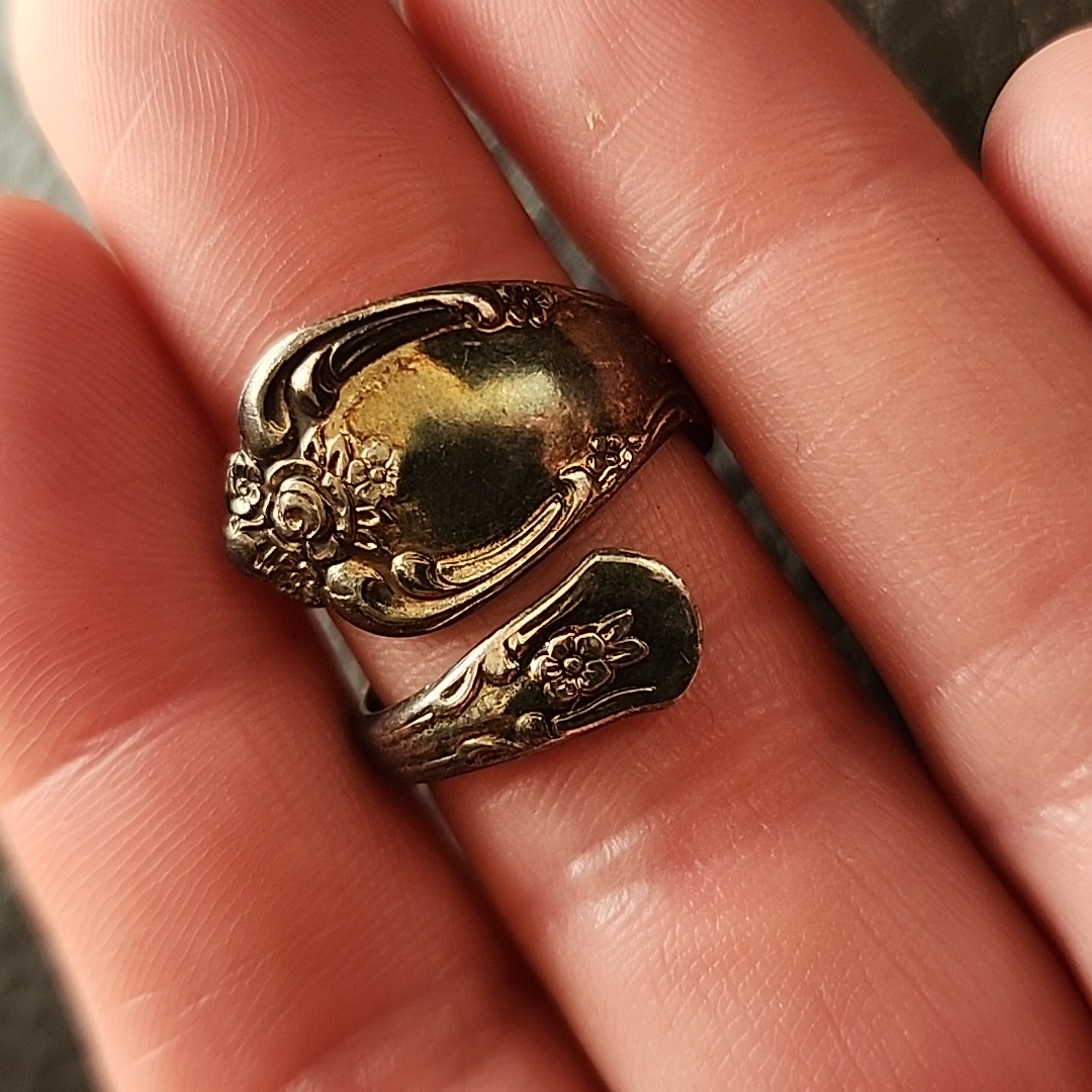 Vtg Sterling Silver Spoon Ring- Size 7